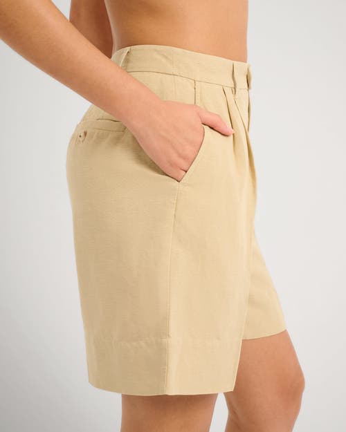 Onia Air Linen Pleated Bermuda Short In Neutral