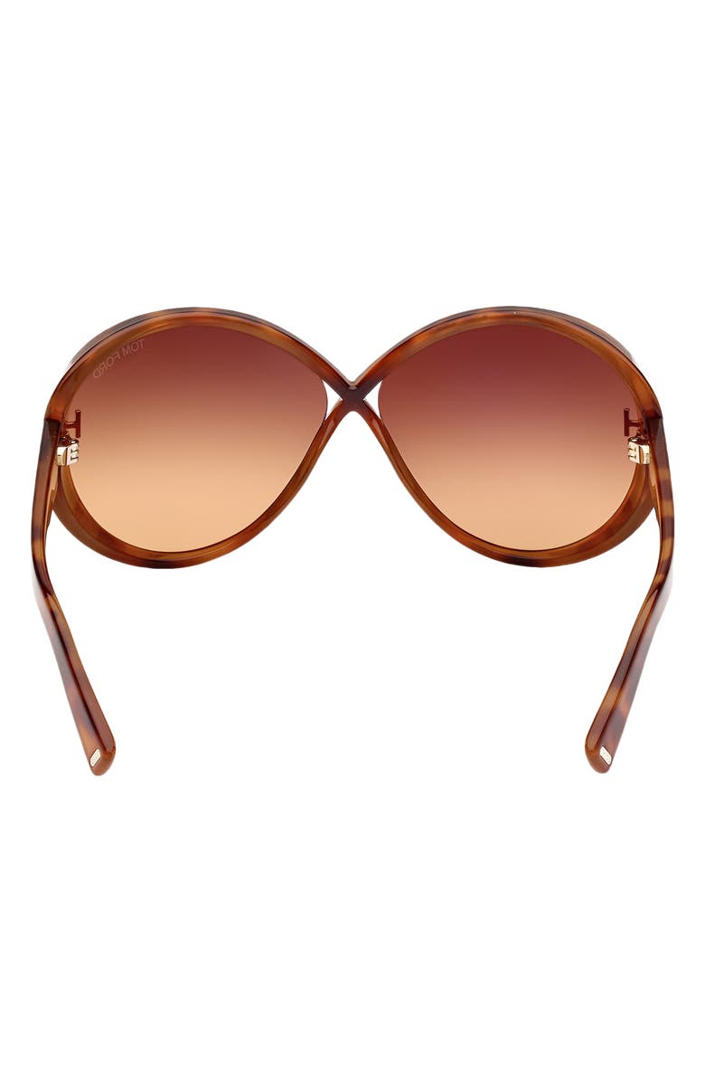 TOM FORD Edie 64mm Oversize Round Sunglasses, Alternate, color, Shiny Havana / Brown Orange