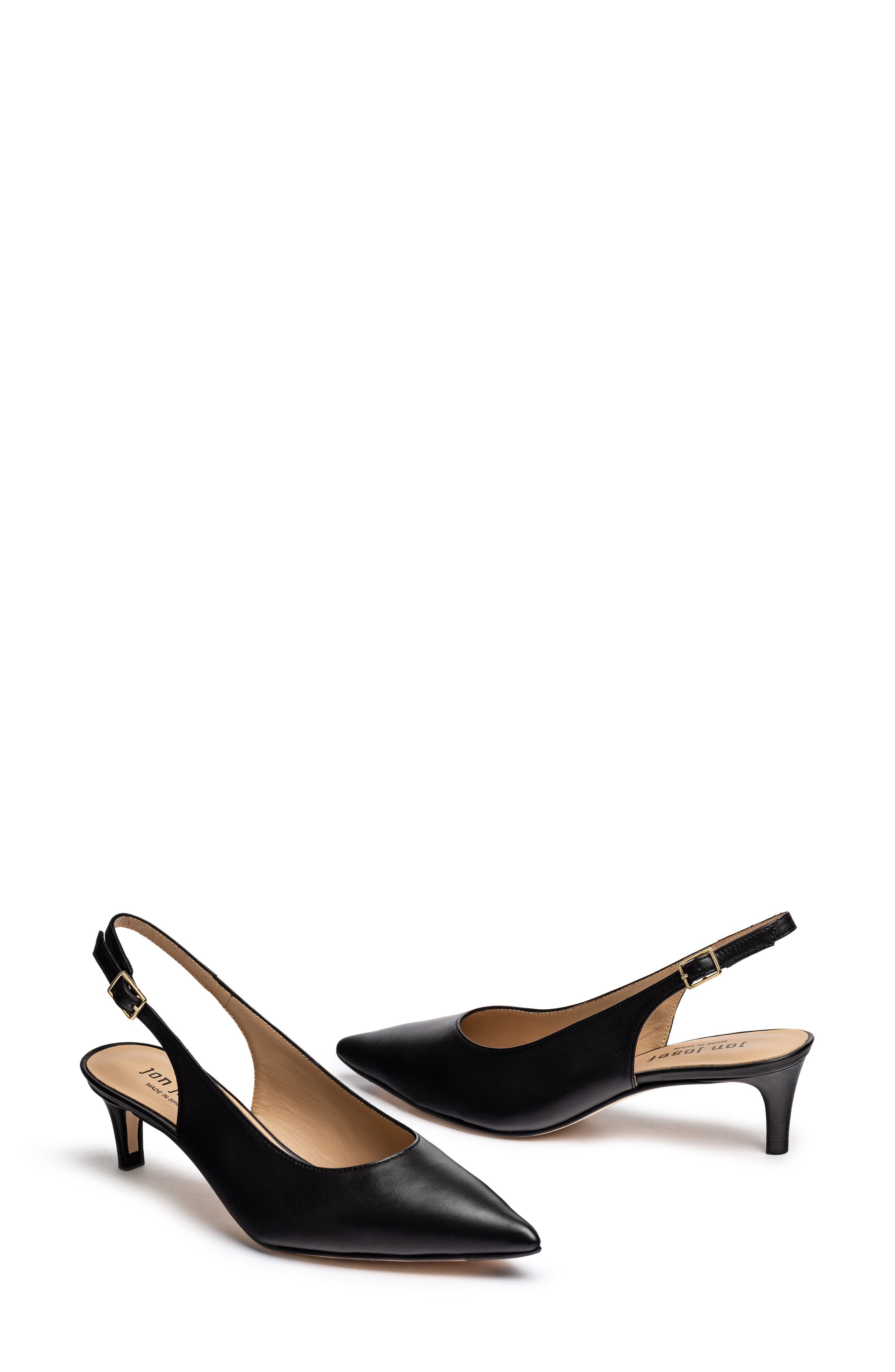 Jon Josef Tina Slingback Pointed Toe Pump, Alternate, color, Black Leather