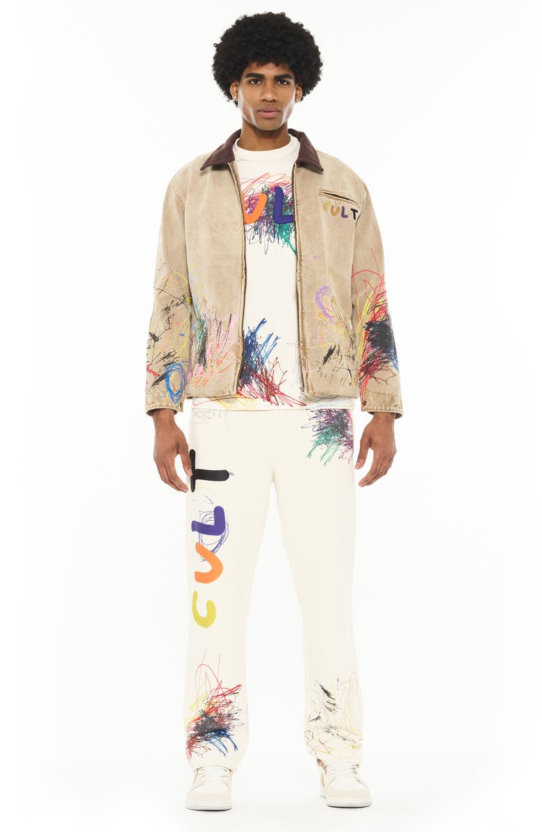 Cult of Individuality Scribbled Graphic Cotton Canvas Jacket, Alternate, color, Scribble