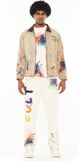 Scribbled Graphic Cotton Canvas Jacket