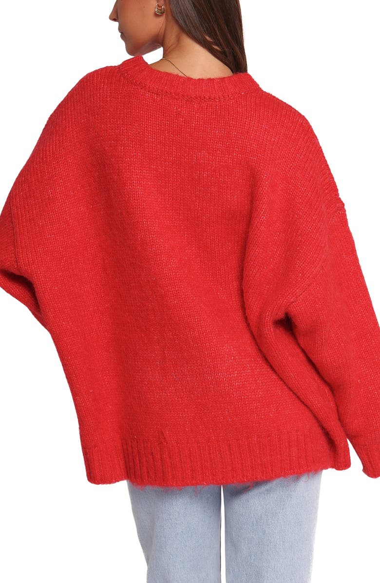 Petal & Pup Llyod Oversize Crewneck Sweater, Alternate, color, Red