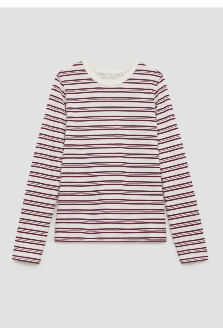 Mia Stripe Slim Long Sleeve Top, Alternate, color, Wine Red