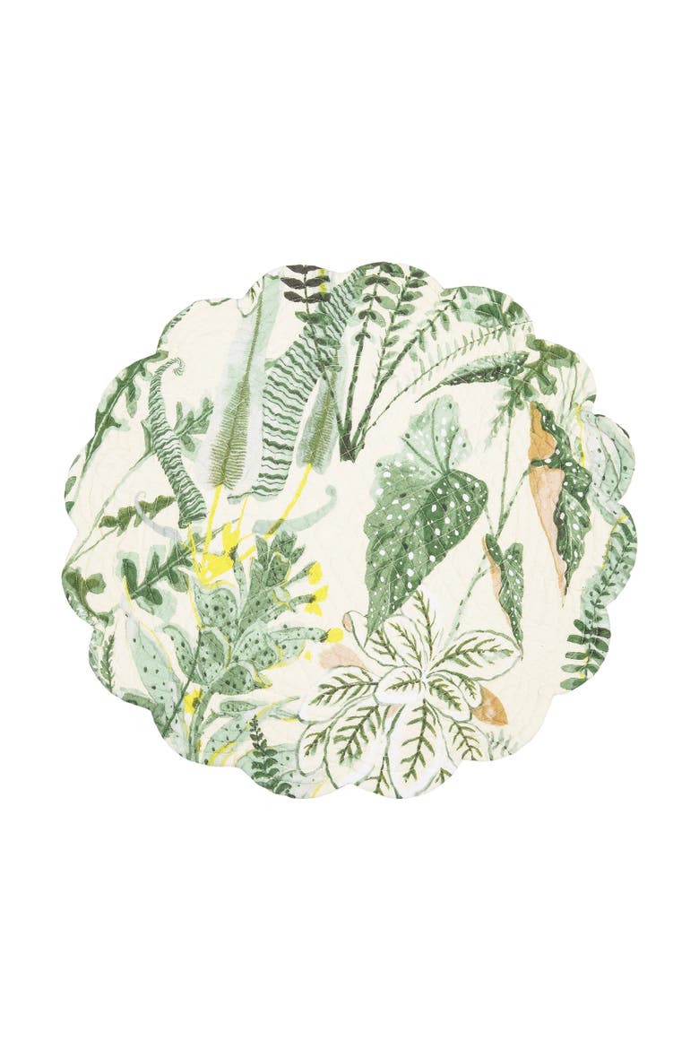 Parson Round Placemats Set of 6 All Seasons Summer Spring Botanical Greenery, 17", Alternate, color, Green