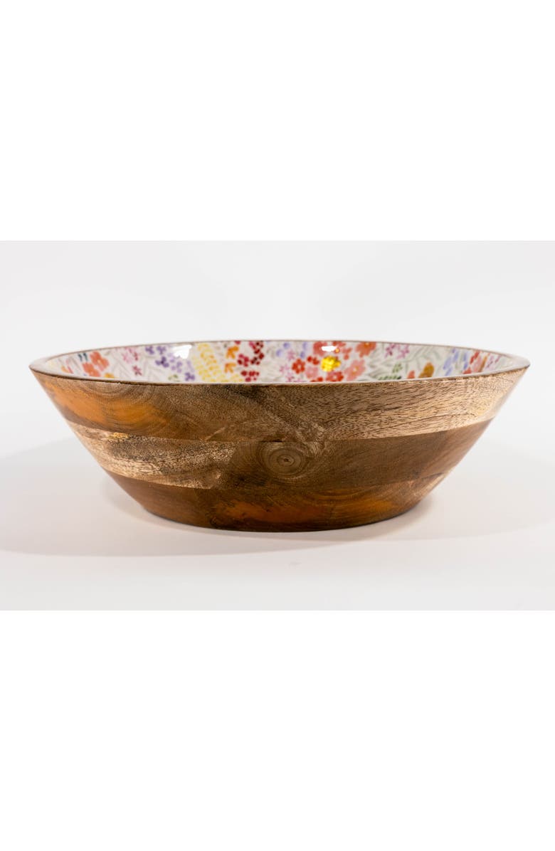 Jeanne Fitz Large Floral Gold Foil Bowl and Salad Servers Set, Alternate, color, Multi And Brown