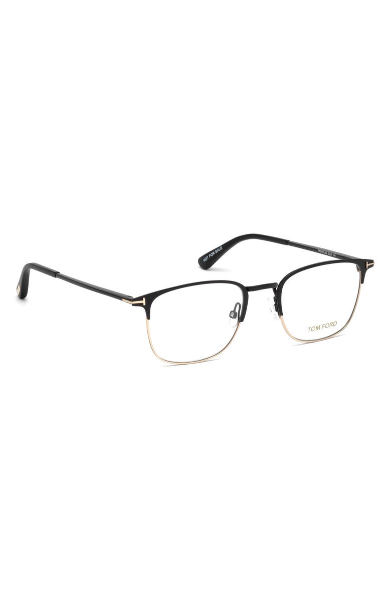 TOM FORD 52mm Geometric Optical Glasses, Alternate, color, Black Rose Gold