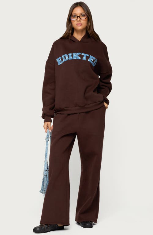 Edikted Really Logo Graphic Hoodie In Brown