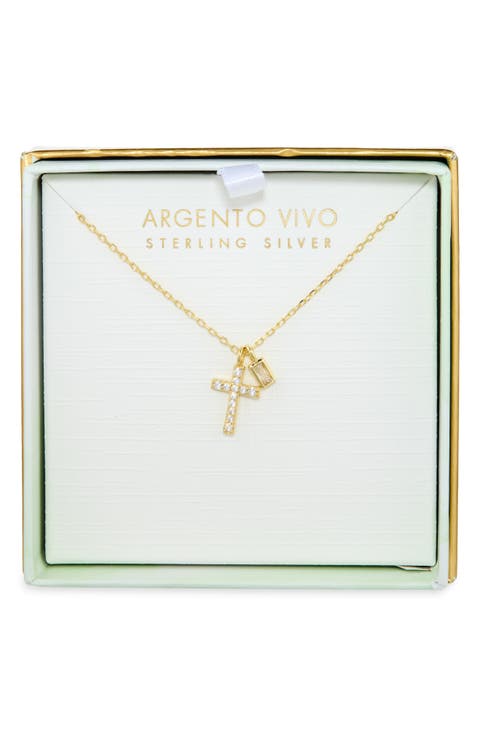 Cubic Zirconia Cross Pendant Necklace