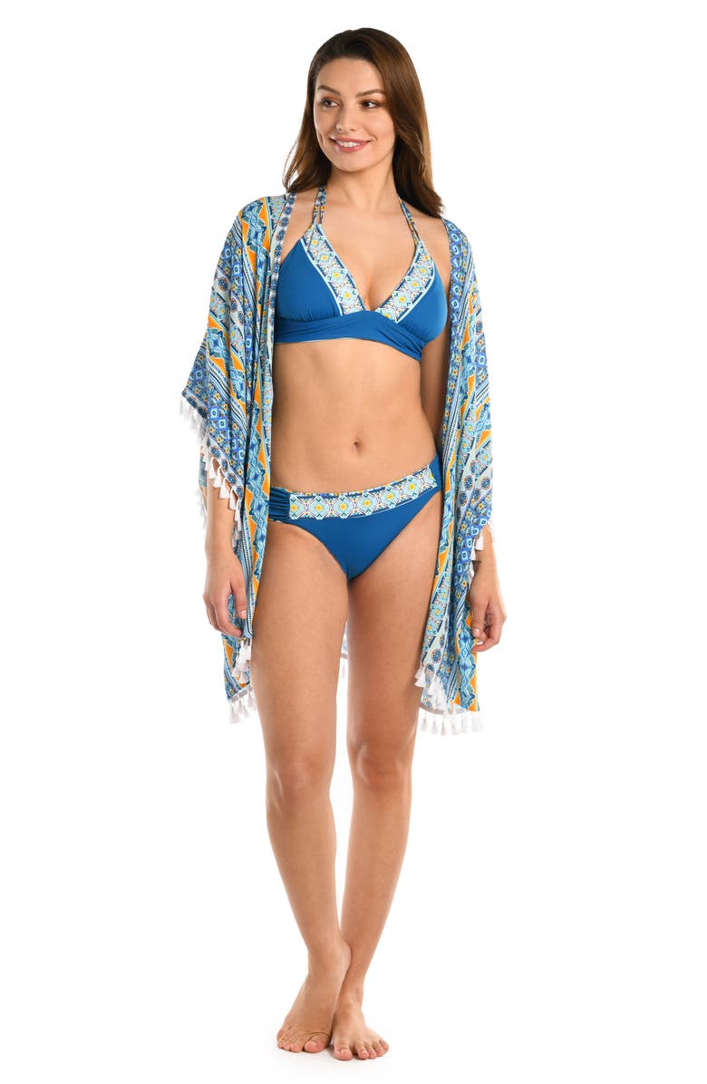 La Blanca Tassel Trim Cover-Up, Alternate, color, Ice Blue