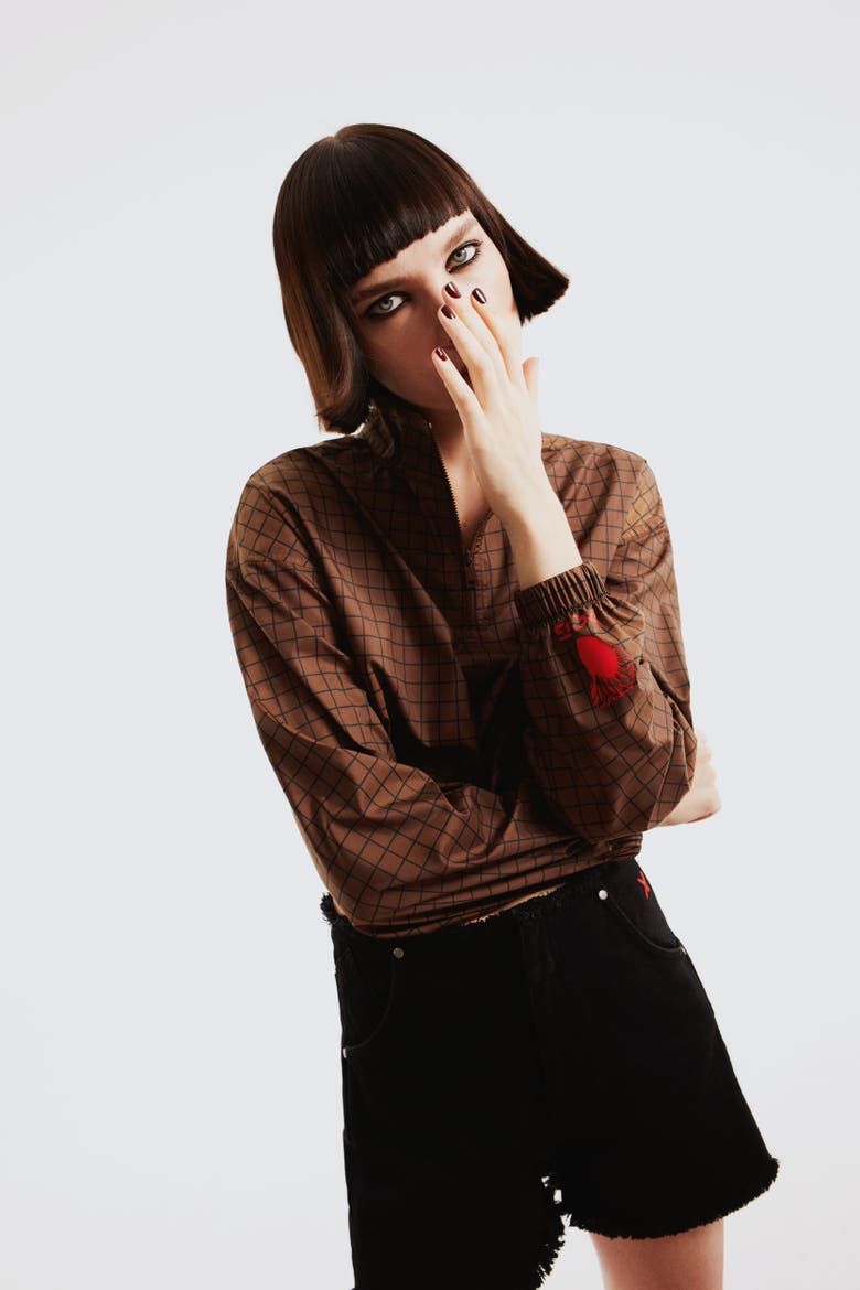 Parachute Crop Sweat, Alternate, color, Brown