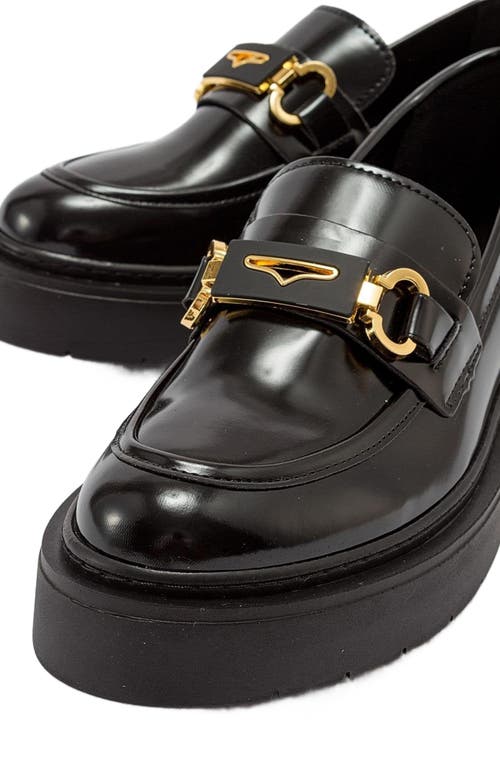 Forever & Always Shoes Simone Bit Platform Loafer In Black Patent Faux Leather
