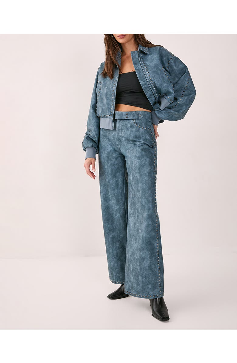 NASTY GAL Studded Detail Belted Trouser, Alternate, color, Blue