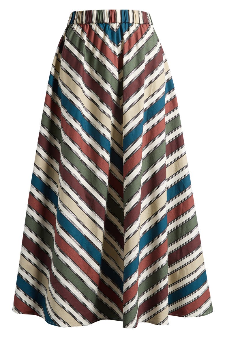 Stripe Cotton Skirt, Alternate, color, BLUE MULTI
