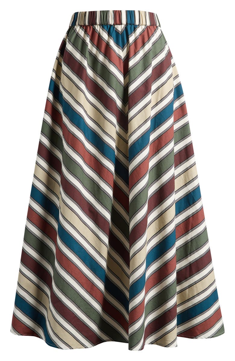 Topshop Stripe Cotton Skirt, Main, color, Blue Multi