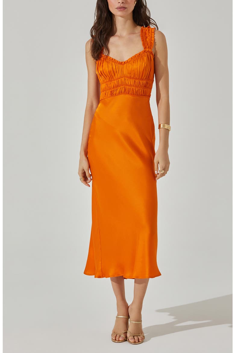 enola satin smocked midi dress Enola Satin Smocked Midi Dress