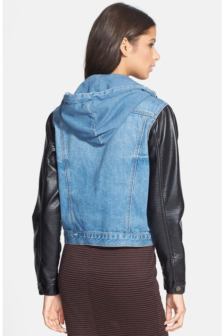 Mixed Media Denim Jacket, Alternate, color, RIPPED OFF