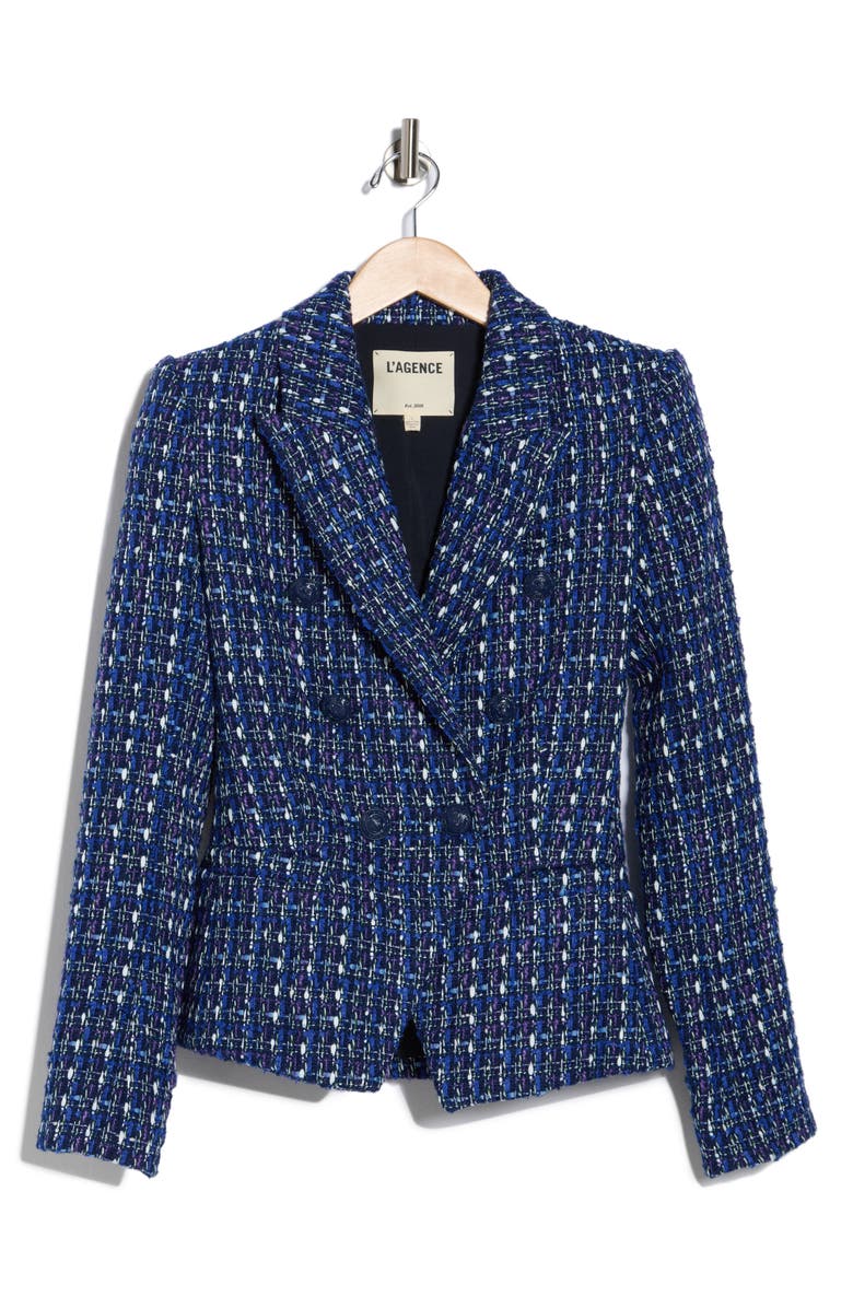 L'AGENCE Marie Tweed Double Breasted Blazer, Alternate, color,