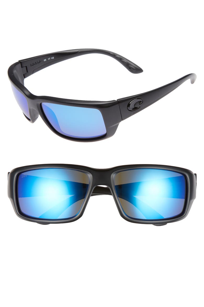 Fantail 60mm Polarized Sunglasses, Main, color, BLACKOUT/ BLUE MIRROR