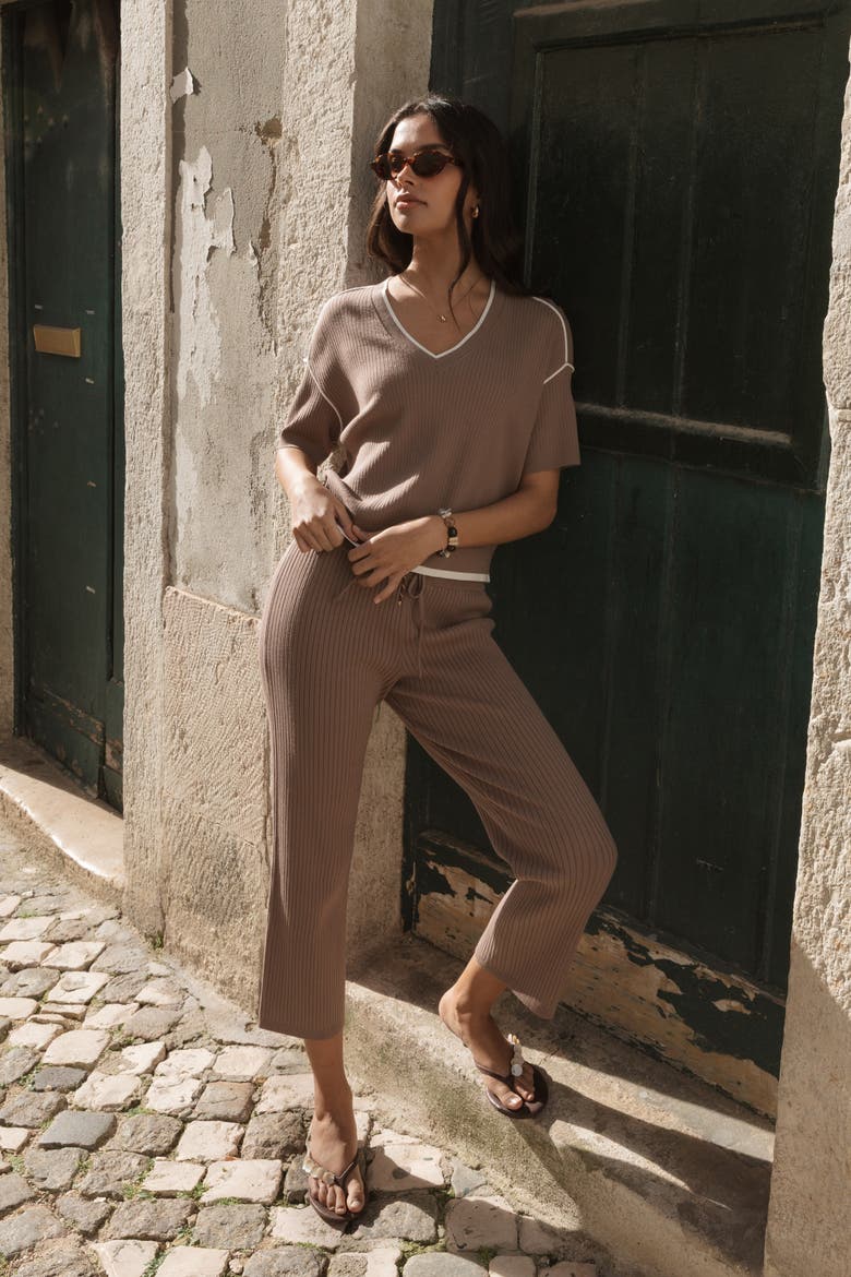 The Awaken Rib V-Neck, Alternate, color, Terra