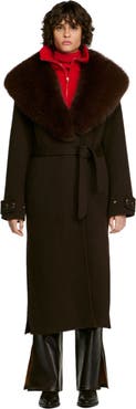 SANDRO Coat With Shearling Collar