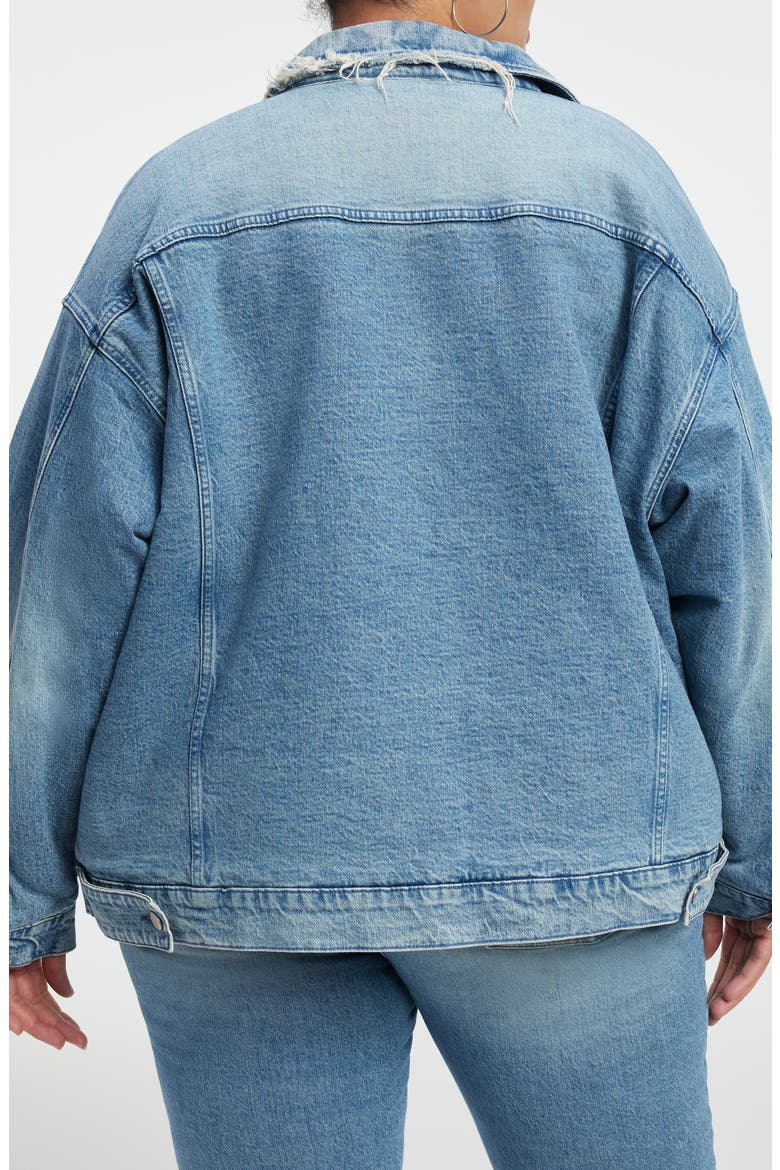 Oversize High Pile Fleece Lined Trucker Jacket, Alternate, color, INDIGO357