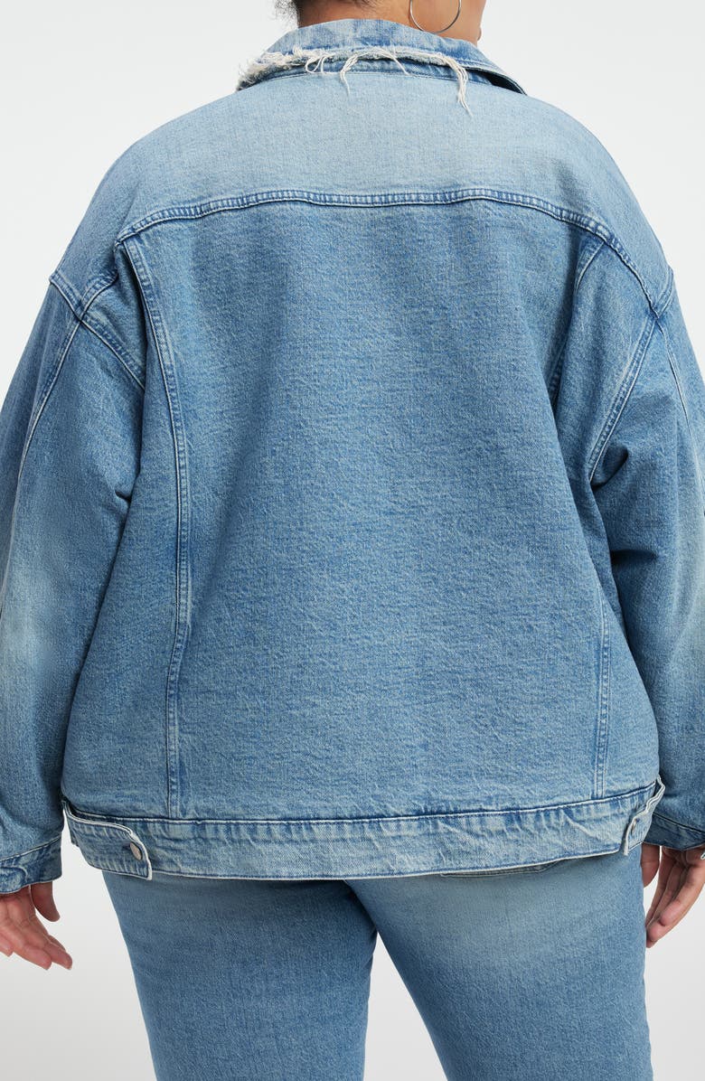 Good American Oversize High Pile Fleece Lined Trucker Jacket, Alternate, color, 