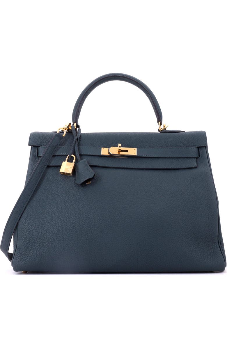 Pre-Owned Hermes Kelly Handbag Green Togo with Gold Hardware 35, Main, color, Vert Cypress