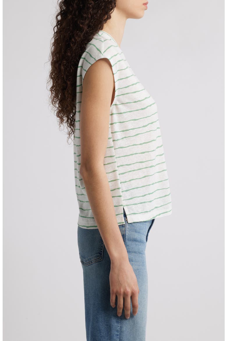 Stripe Linen Blend T-Shirt, Alternate, color, MEADOW/ OFF WHITE