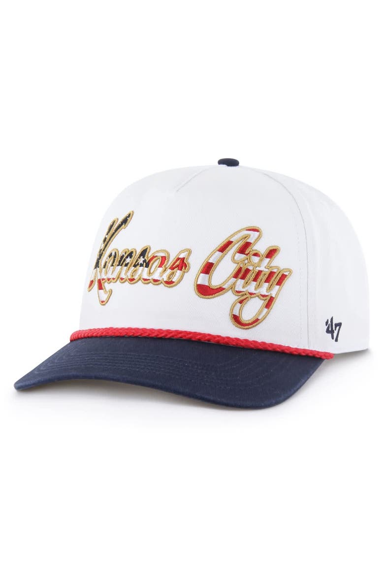 Men's '47 White Kansas City Chiefs Patriotic Overhand Hitch Adjustable Hat, Main, color, White