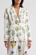 Elie Tahari The Amelia Floral Embroidery Linen Blend Blazer