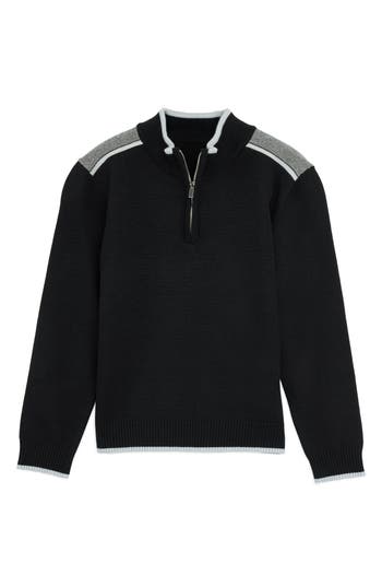X-ray Xray Kids' Raw X Shoulder Detail Quarter Zip Sweater In Black