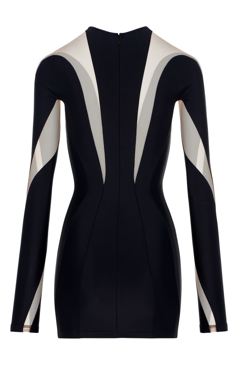 MUGLER Illusion Long Sleeve Minidress, Alternate, color,