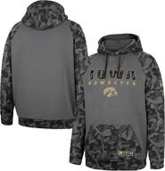 COLOSSEUM Men's Colosseum Charcoal Iowa Hawkeyes OHT Military Appreciation Camo Stack Raglan Pullover Hoodie