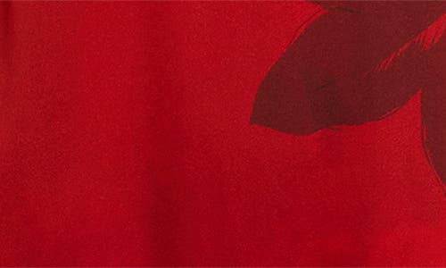 Elie Tahari The Payton Placed Floral Long Sleeve Stretch Silk Caftan Dress In Red