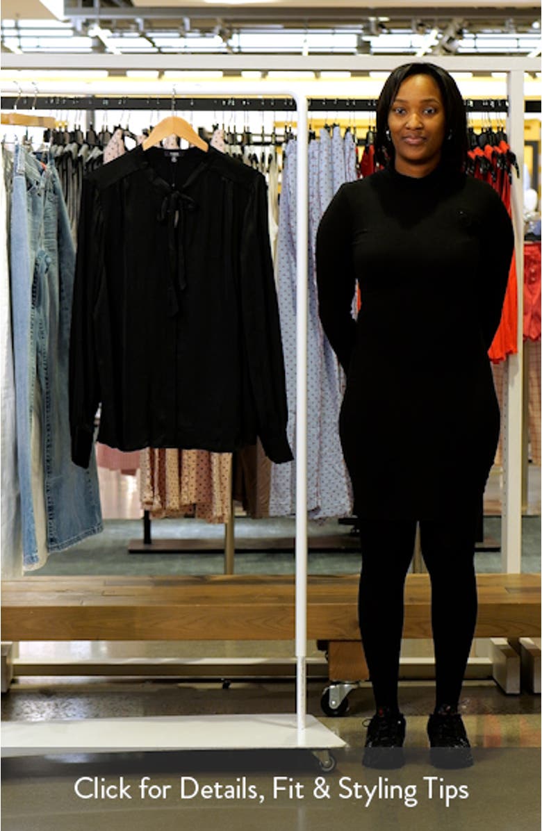 Tie Neck Satin Button-Up Shirt, sales video thumbnail