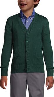 Lands' End School Uniform Boys Cotton Modal Button Front Cardigan Sweater