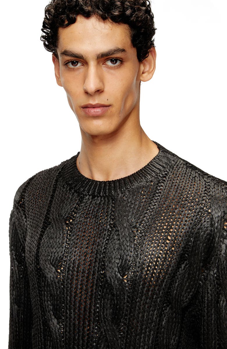 DIESEL<sup>®</sup> K-Michiu Cable Knit Sweater, Alternate, color, Black