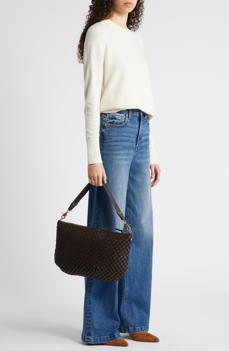 Clare V. Moyen Woven Leather & Suede Messenger Bag, Alternate, color,