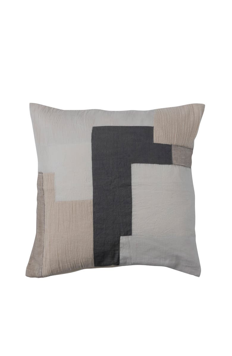 Storied Home Cotton Throw Pillow Cover with Patchwork, Main, color, White