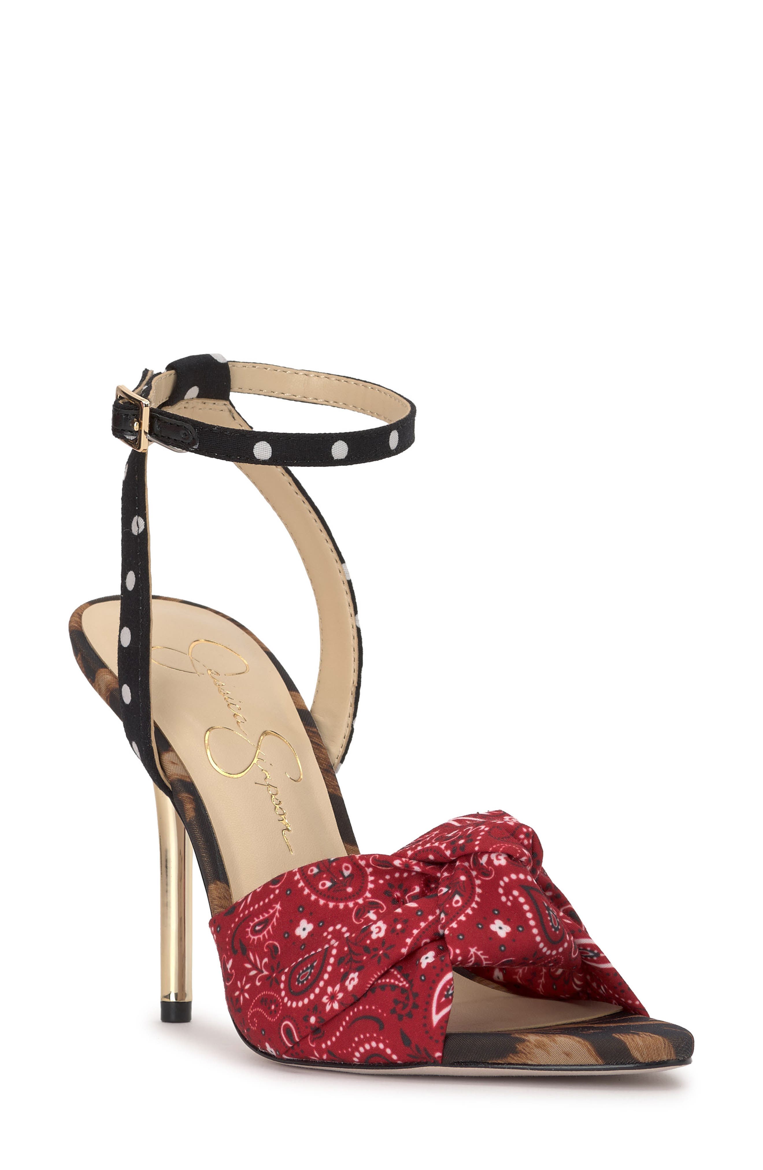Neveny Ankle Strap Pointed Toe Sandal, Main, color, RED