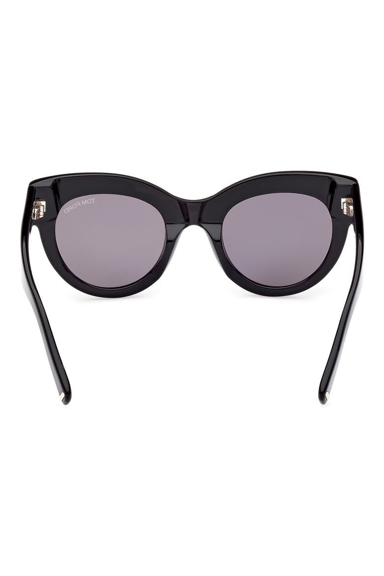 Lucilla 51mm Gradient Cat Eye Sunglasses, Alternate, color, SHINY BLACK / SMOKE SILVER