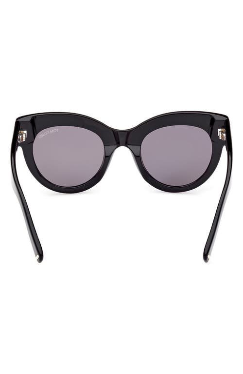 Tom Ford Lucilla Smoke Mirror Cat Eye Ladies Sunglasses Ft1063 01c 51 In Shiny Black/smoke Silver
