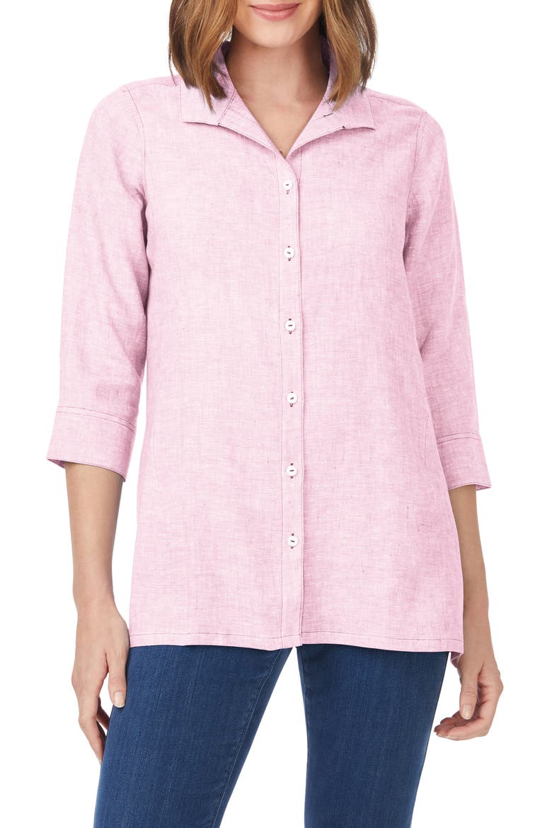 Stirling Linen Button-Up Tunic, Main, color, PURE PINK
