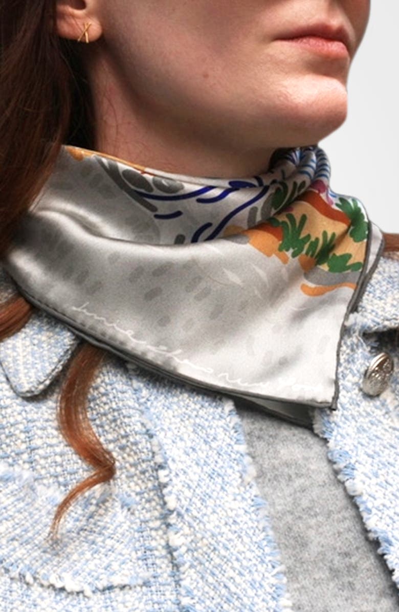 Jessie Zhao New York Silk Bandana Of After Sunset, Alternate, color, Grey