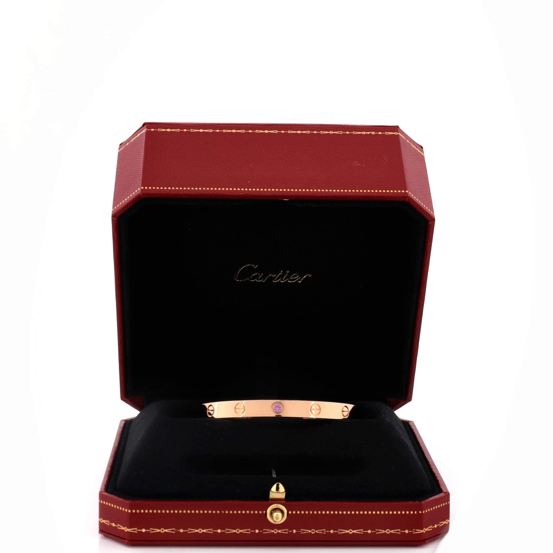 Love Cuff Bracelet 18K Rose Gold with Pink Sapphire, Alternate, color, Metallic Gold
