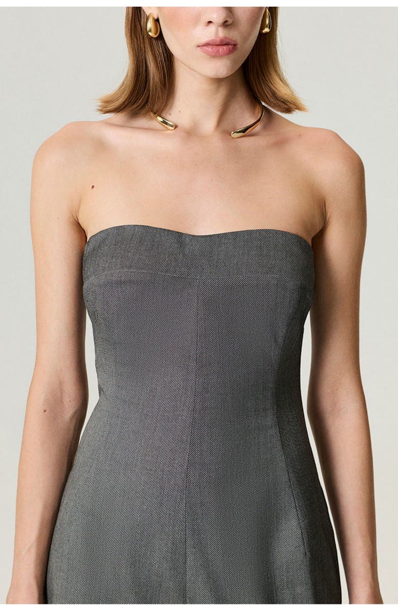 Nocturne Strapless Wide-Leg Tailored Jumpsuit, Alternate, color, Dark Grey