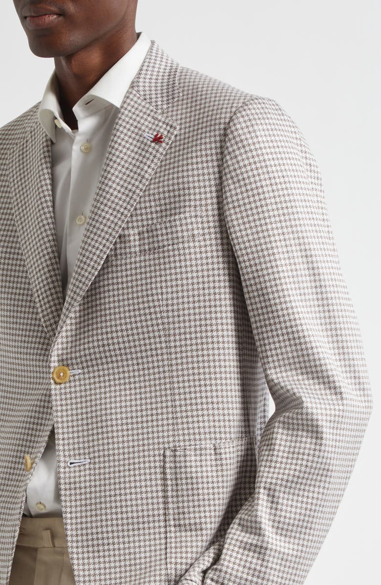 ISAIA Capri Houndstooth Silk & Cotton Sport Coat, Alternate, color, Bianco Ott