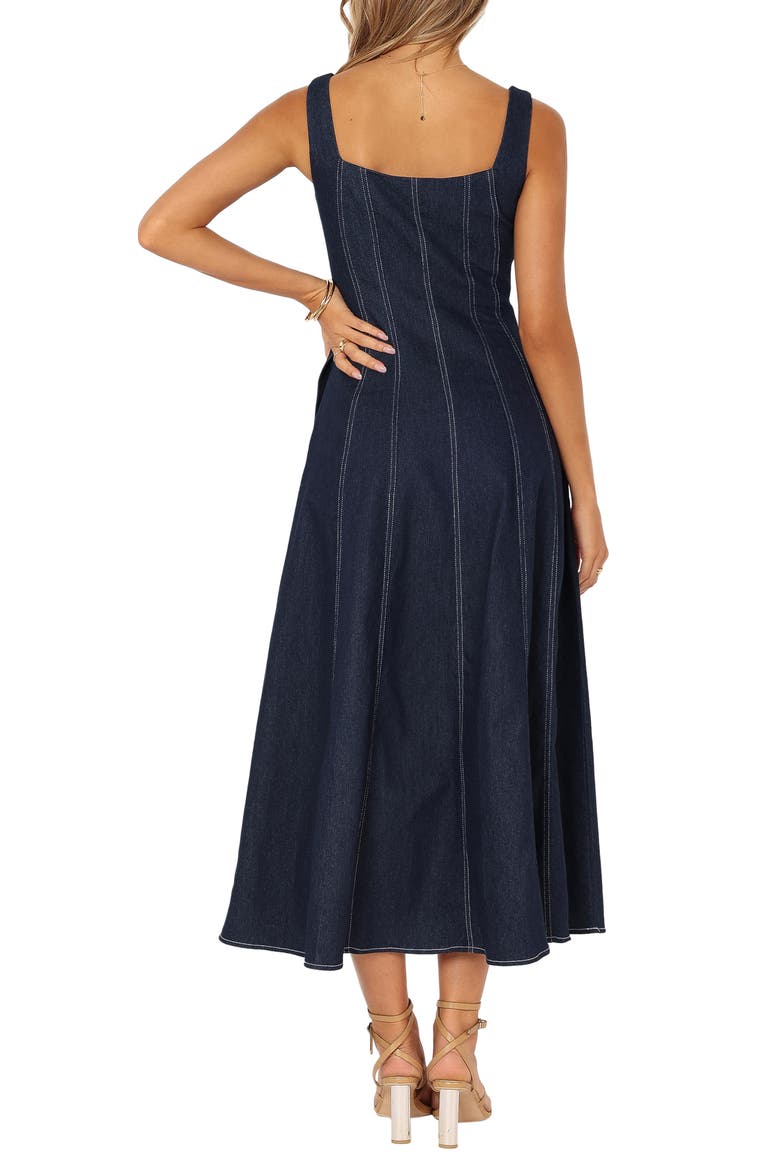 Callum Sleeveless Denim Maxi Dress, Alternate, color, DARK DENIM