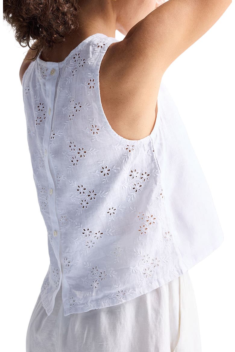 Button Back Embroidered Crop Top, Alternate, color, Coconut white