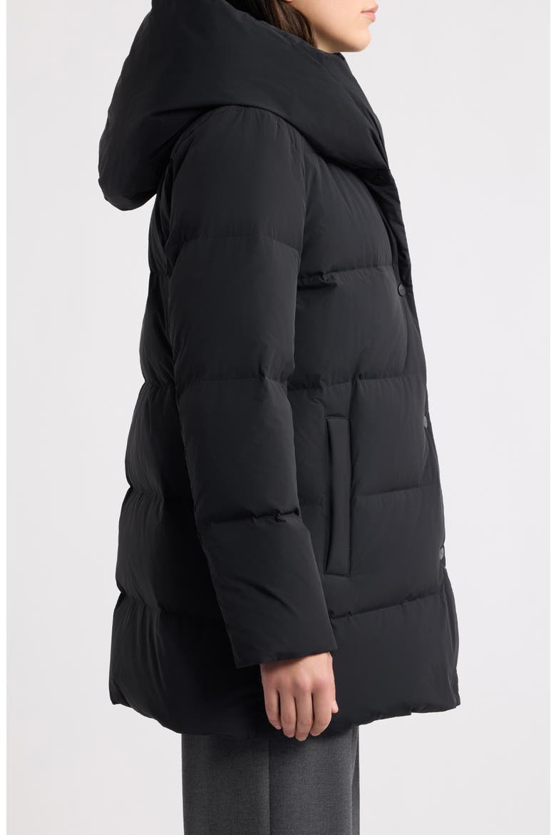 Pillow Collar Down Puffer Coat, Alternate, color, BLACK